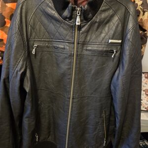 Affliction Blackbird Leather Bomber Jacket